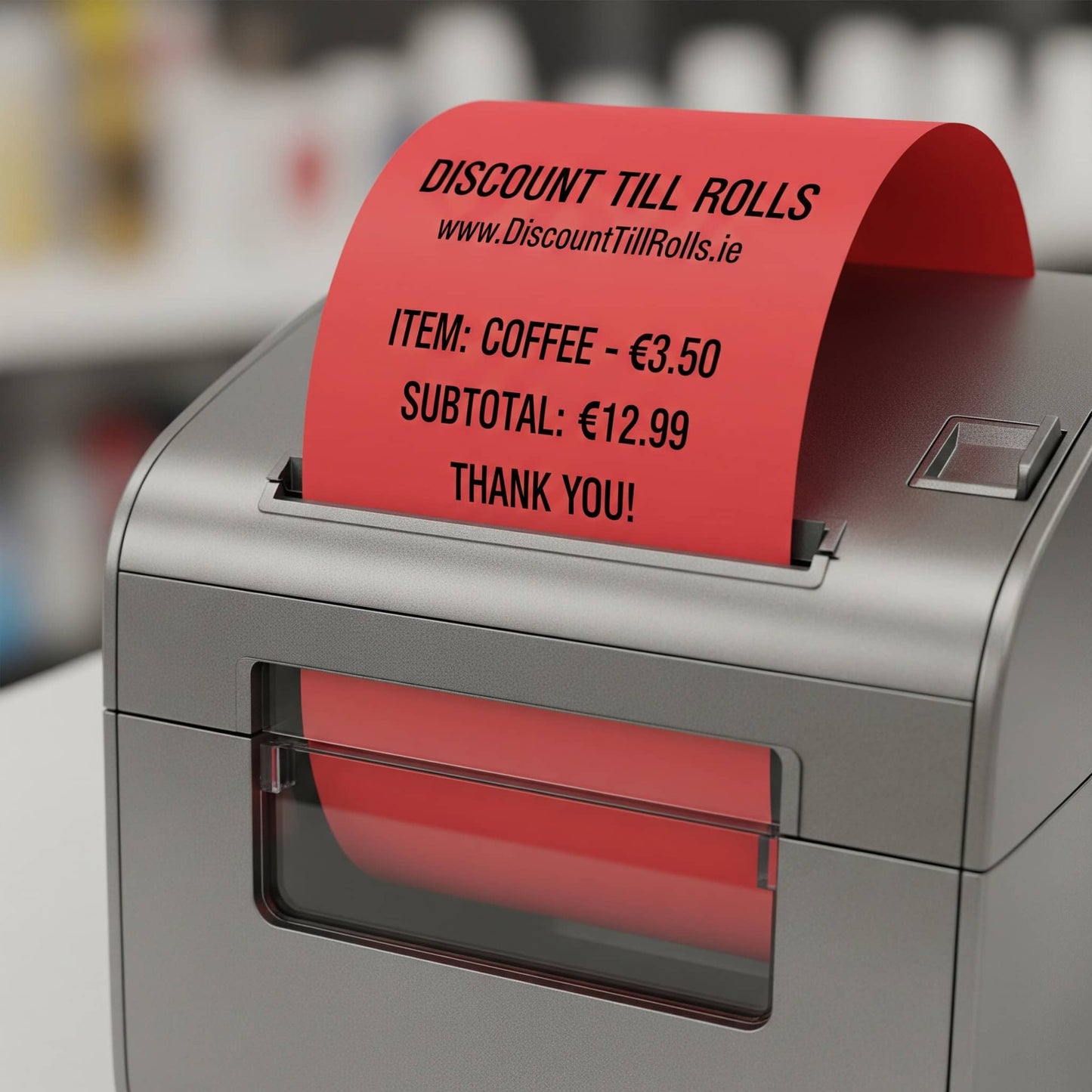 printer printing a red thermal receipt