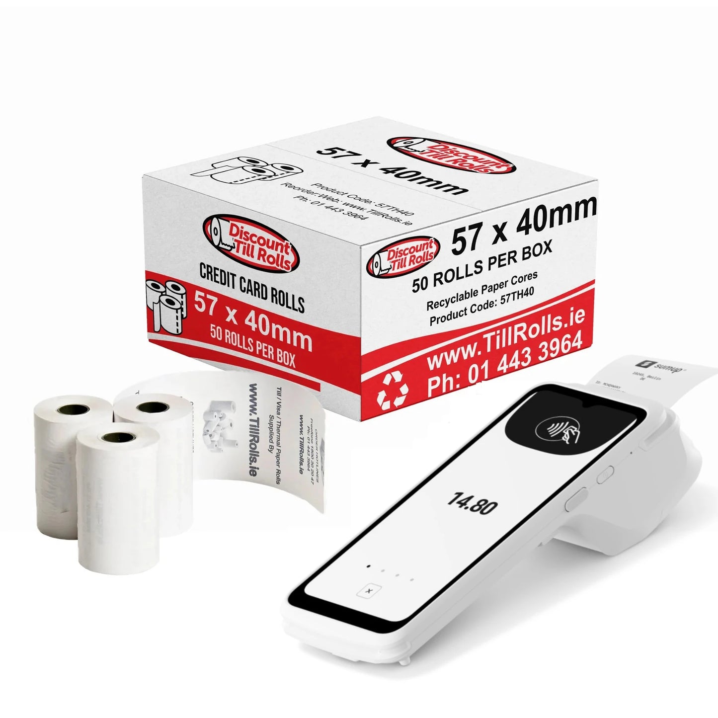 SumUp Terminal (P8) Thermal Paper Rolls – 57x40mm (Box of 50)