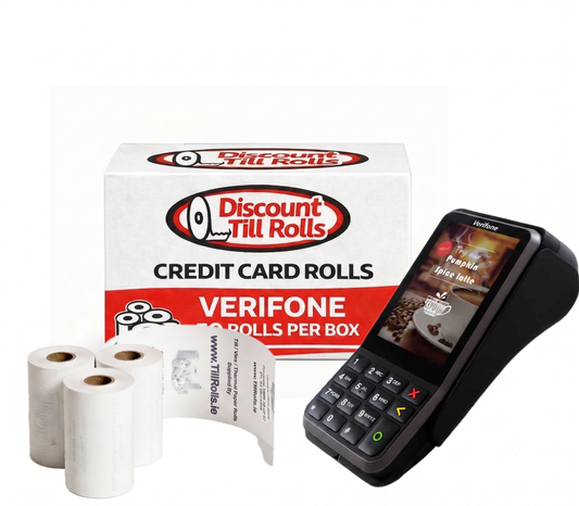 Verifone V400m Credit Card Rolls on a white background