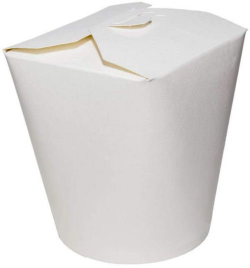 Closed White Noodle box on a white background