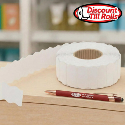 White Price Gun Labels – 26mm x 12mm Single Line Removable (Box of 10 Rolls)