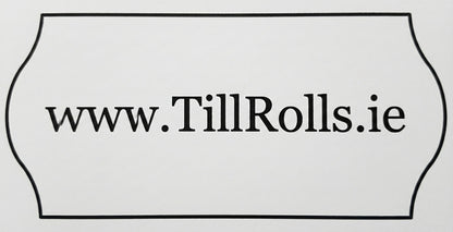 Single Line white price gun label with www/TillRolls.ie printed on the label