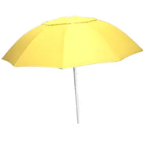Yellow bookmakers racecourse umbrella on a white background