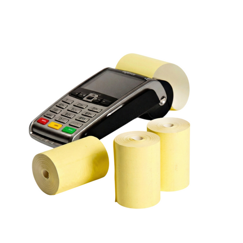 Yellow Credit Card Receipt Rolls 57x40mm – Yellow Credit Card Paper Coreless (20 Roll Box)