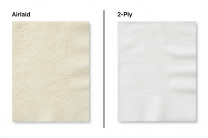 Airlaid vs 2-ply napkin texture comparison