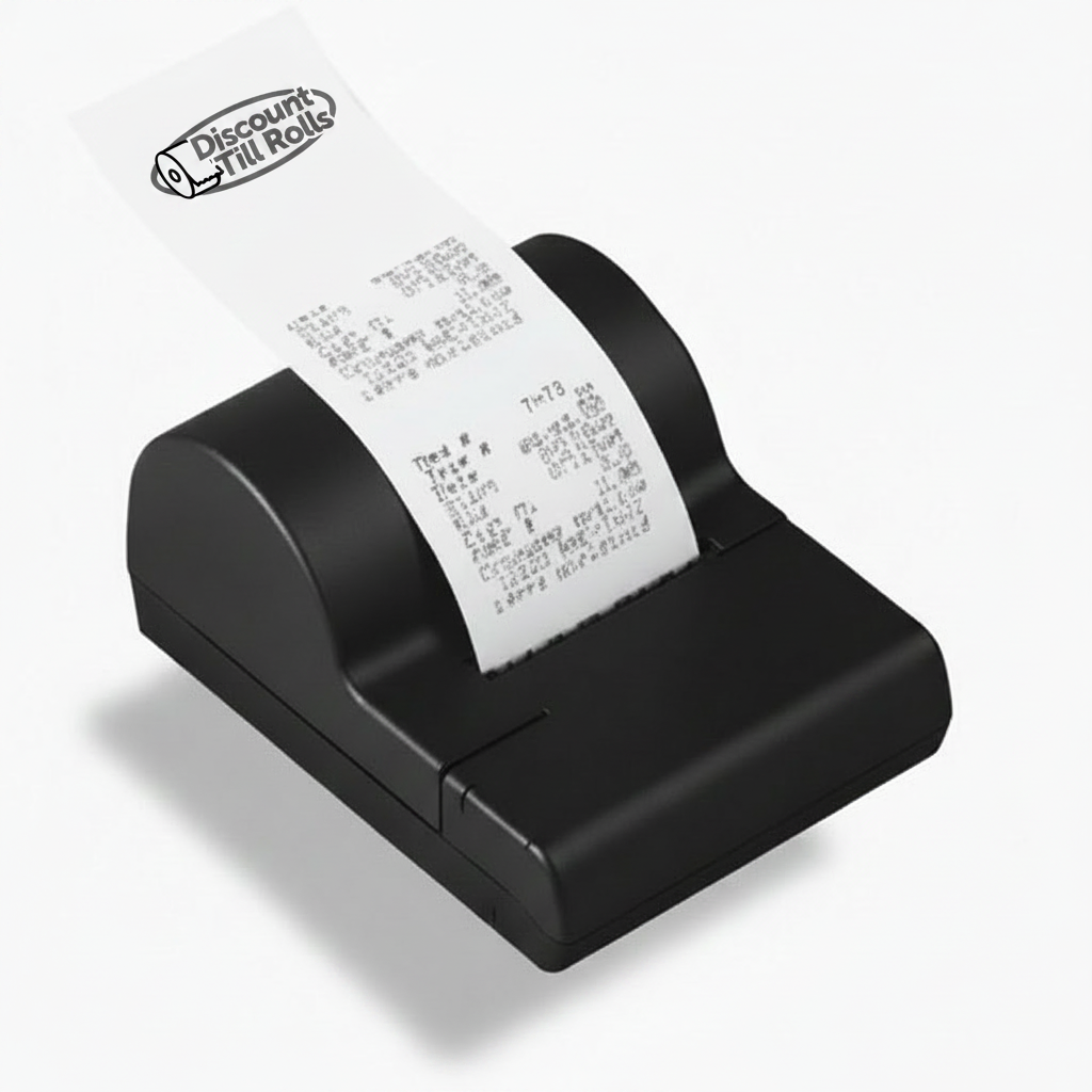 ATA Primus printer with Discount Till Rolls logo on receipt