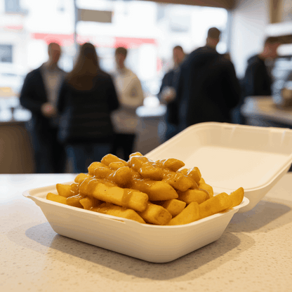 Bagasse meal box with curry chips