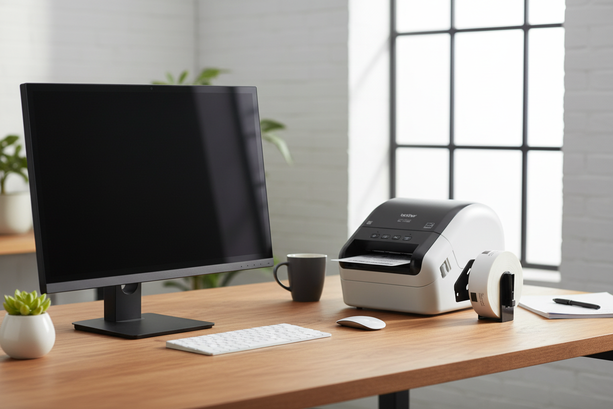 Brother QL Printer Office Desk Setup