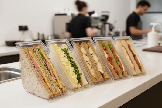 Busy Kitchen - Deep Fill Hinged Sandwich Wedge rPET Lined Up