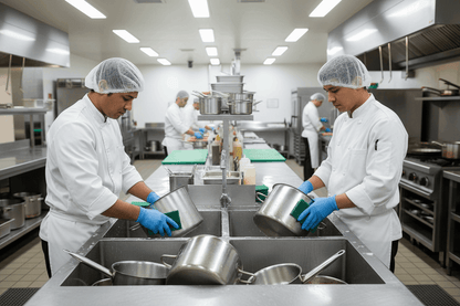 Commercial kitchen green scouring pads