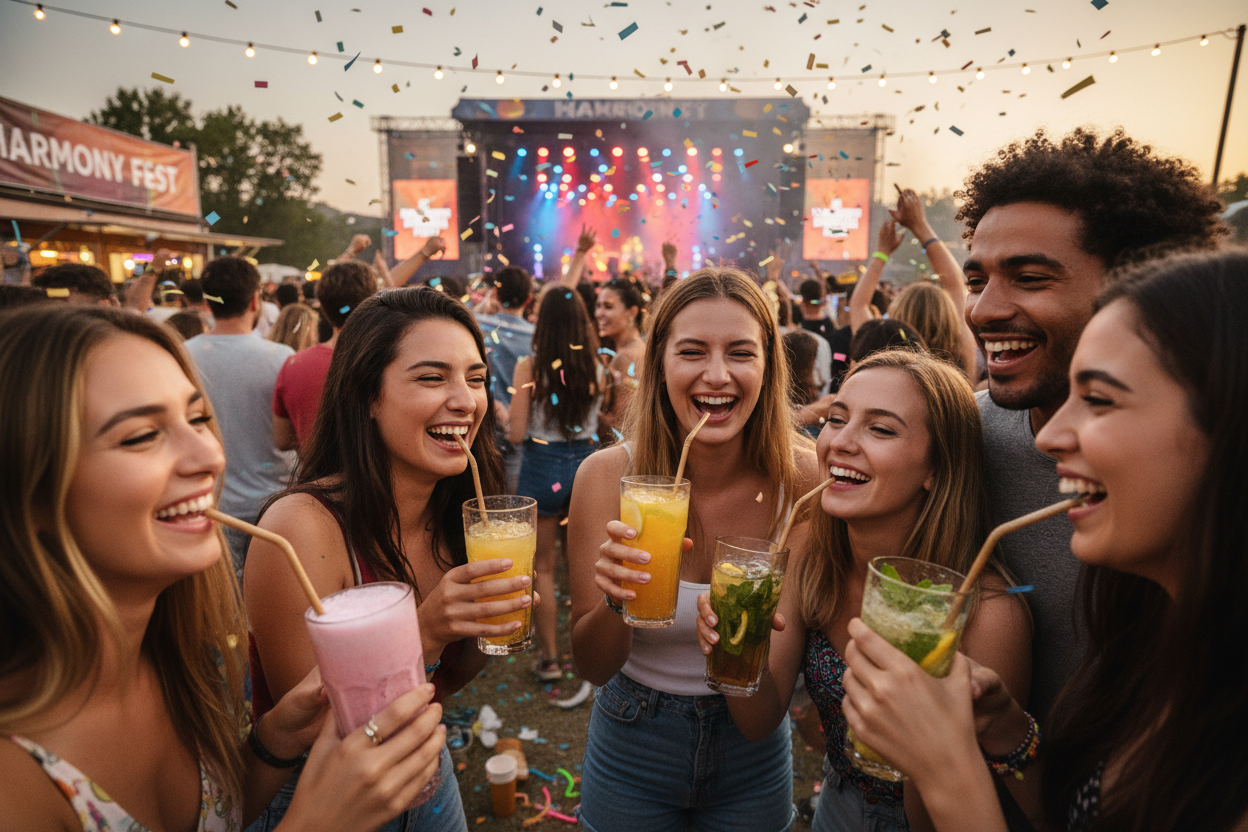 Concert venue with milkshakes and drinks