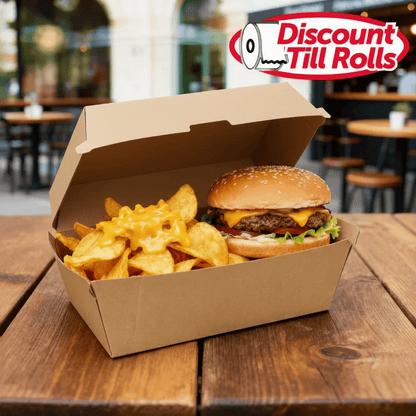 #56 Kraft Clamshell Portion Box 500ml | 200 Boxes/Pack | Compostable Ireland