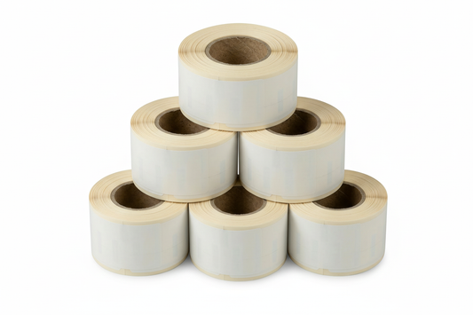 DYMO 99017 White Label Rolls Pyramid on White Background