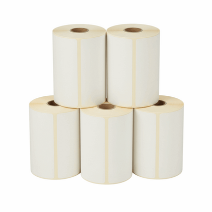 DYMO label rolls stacked display