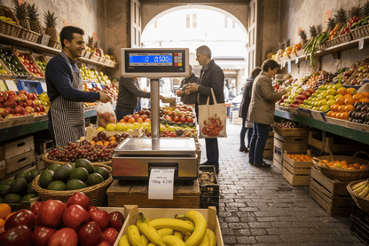 Fruit and veg shop scales printing label