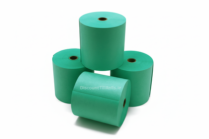 Green laundry rolls without watermark on pure white background