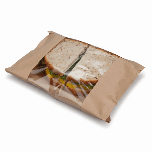 Large Flat Kraft Compostable Windowed Bag