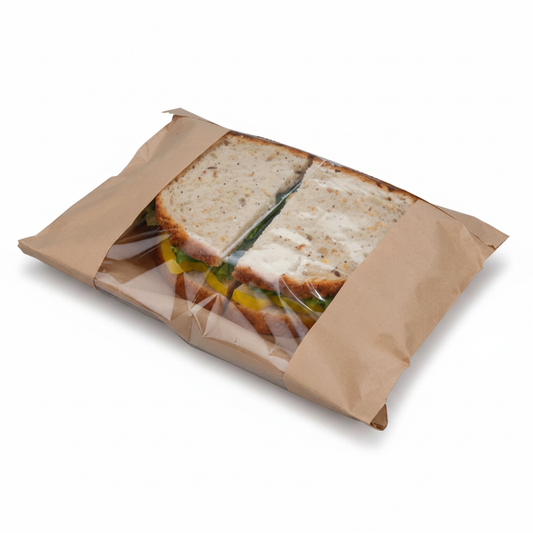 Large Flat Kraft Compostable Windowed Bag