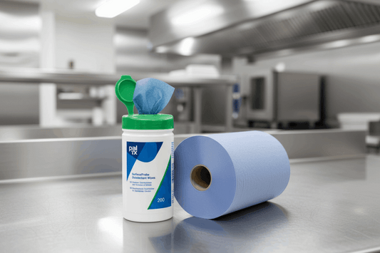 Pal TX Disinfectant Wipes with Blue Roll on Kitchen Surface