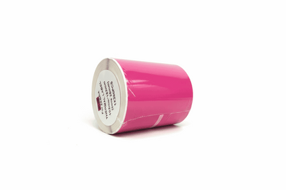 1 Roll of Zebra 102 x152mm (4x6") Pink Label on a white backlground
