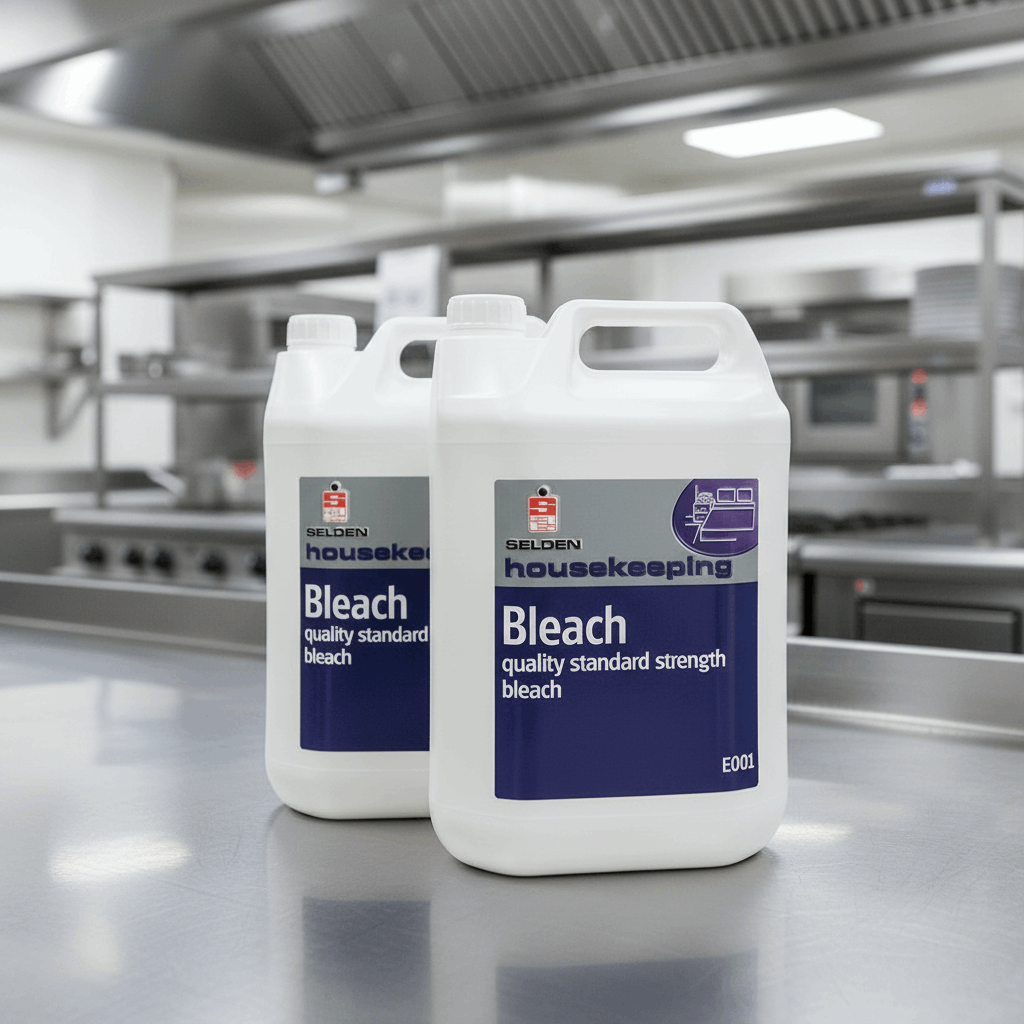 Selden Bleach on Stainless Steel Kitchen Table