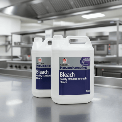 Selden Bleach on Stainless Steel Kitchen Table
