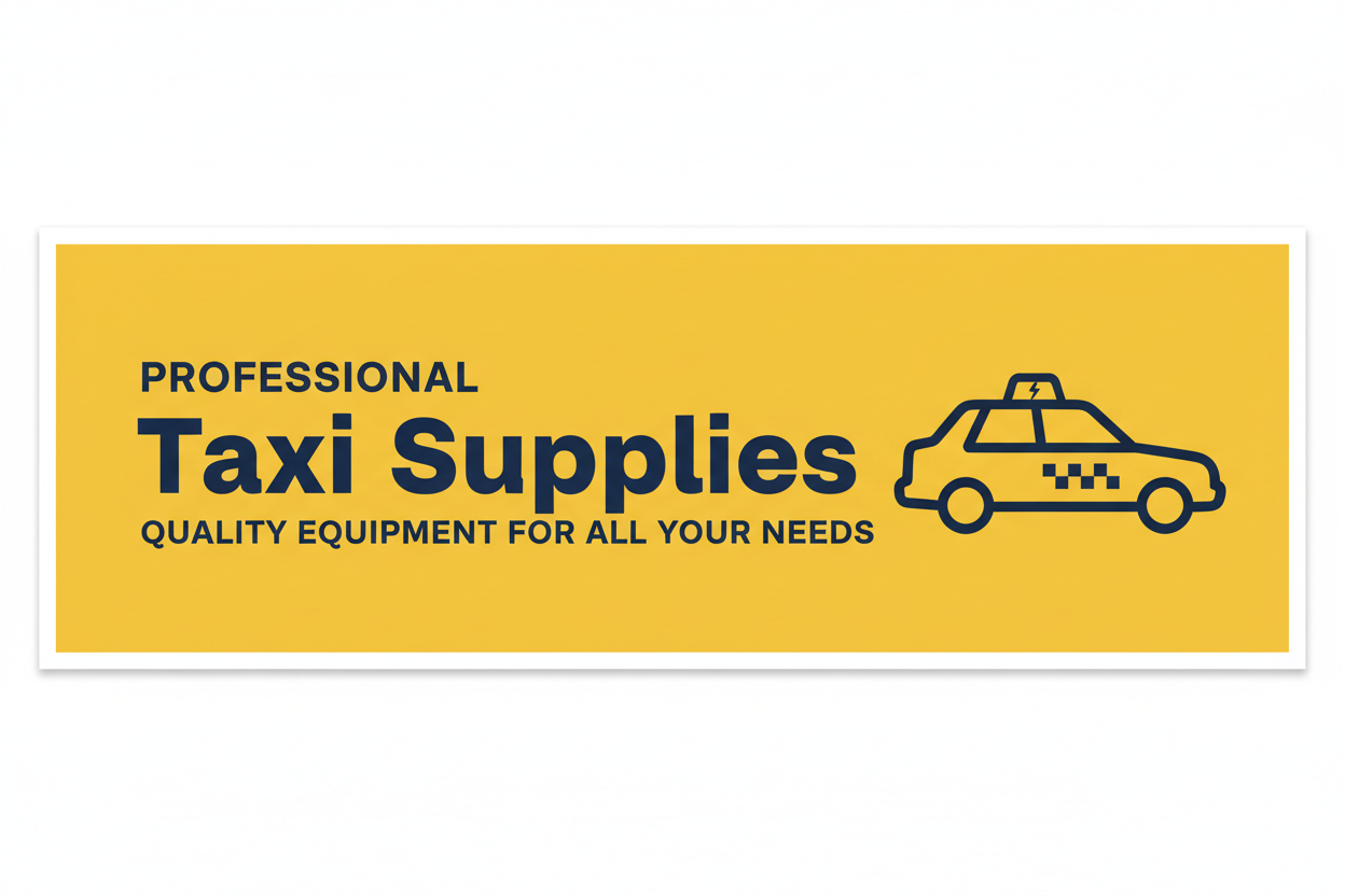 Discount TTaxi Supplies banner with yellow background and dark blue text.ll Rlls 