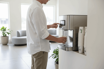 Waiting room water dispenser scene