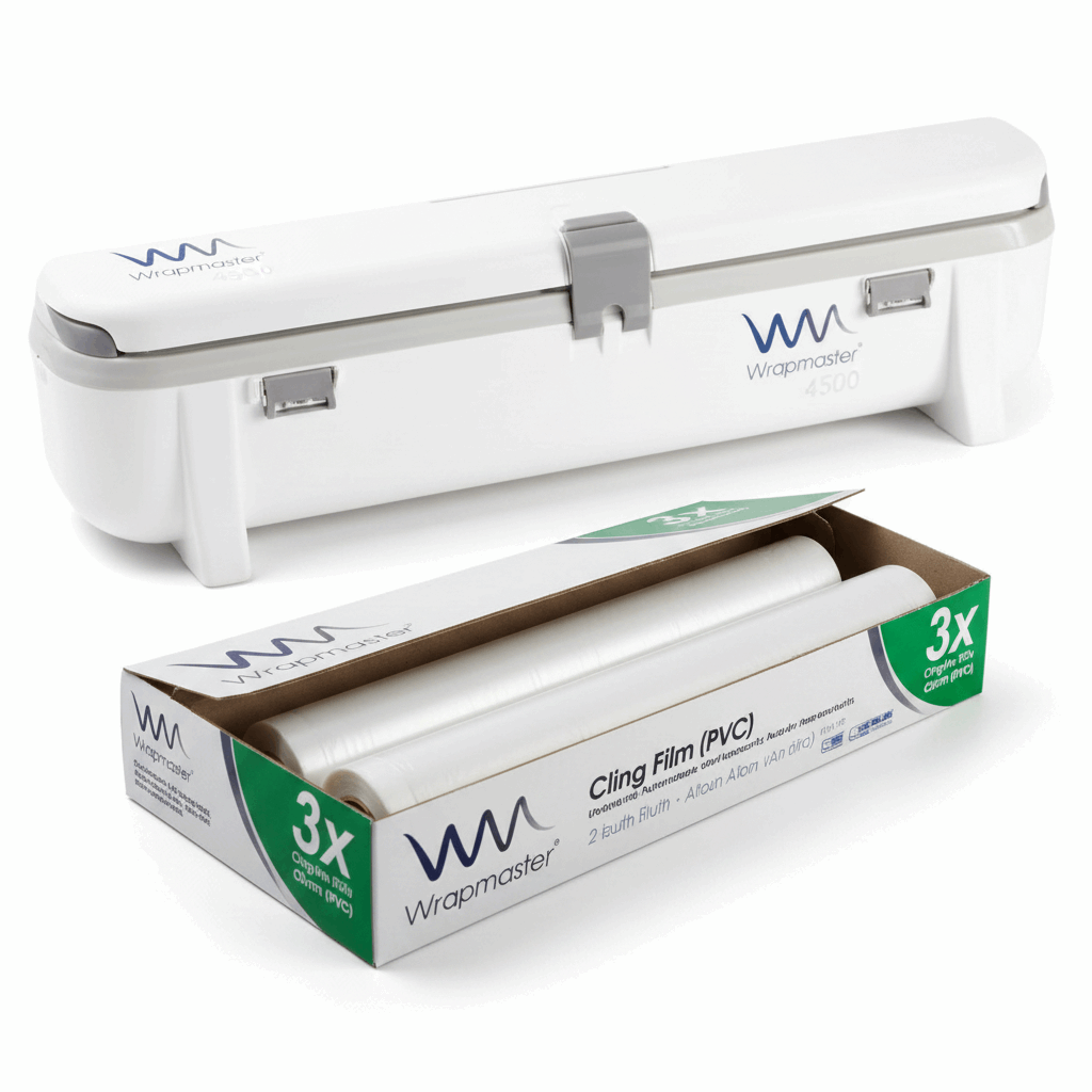 Wrapmaster 4500 dispenser with cling film refill box