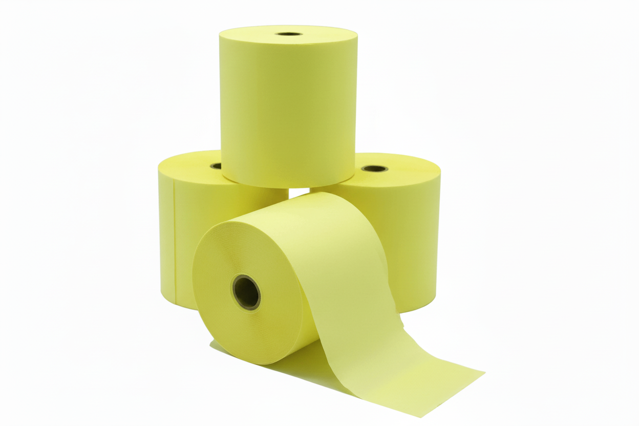 Yellow laundry rolls without watermark on pure white background