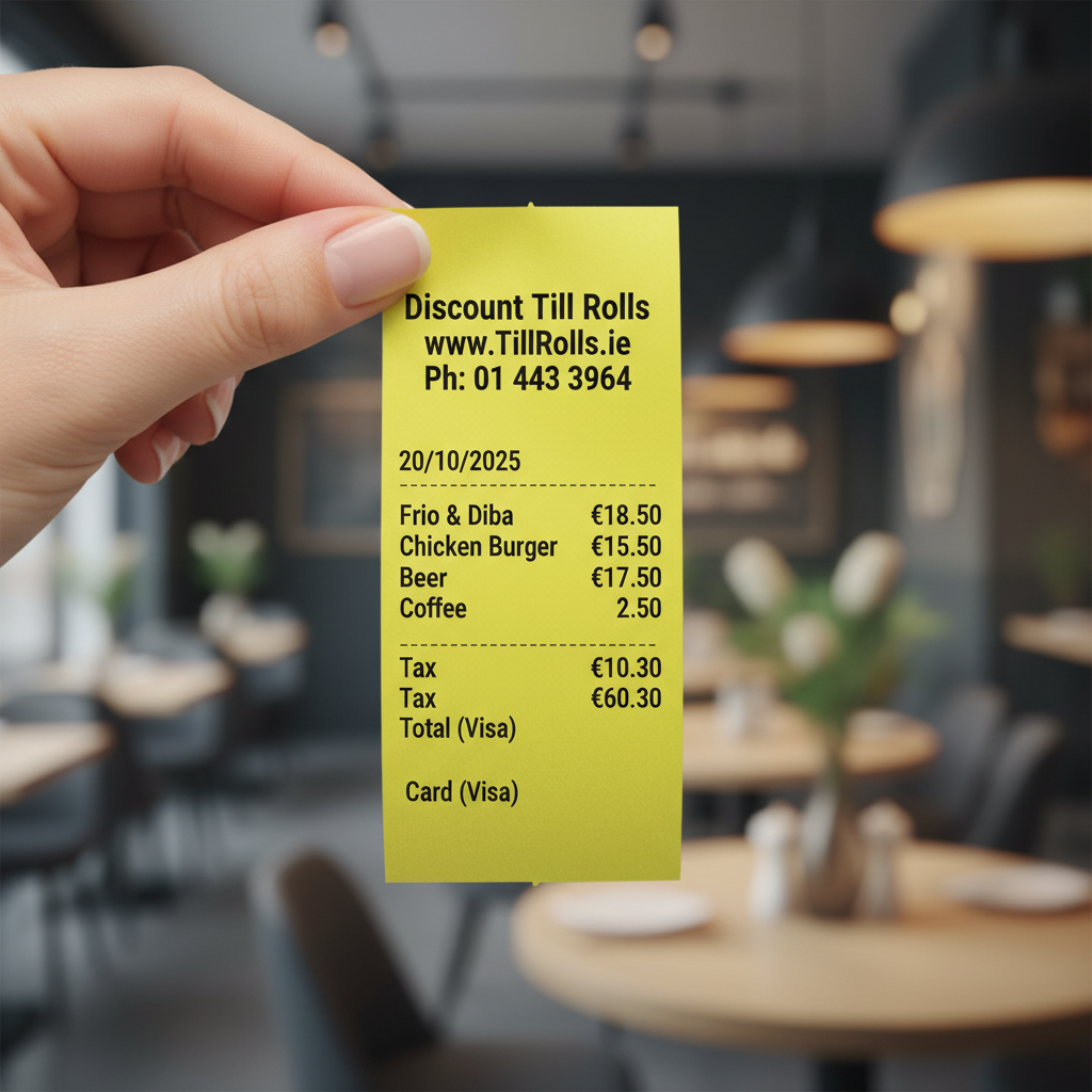 Yellow credit card Receipt with Transaction Details - Discount Till Rolls
