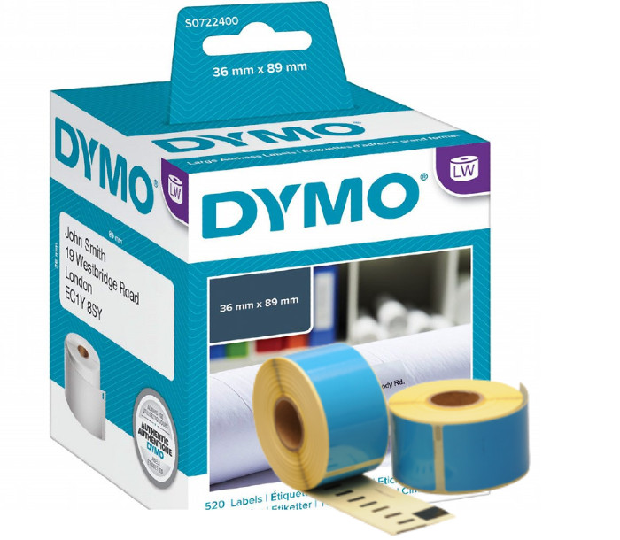Dymo 99012 Blue Large Address Labels 89x36mm - www.DiscountTillRolls.ie