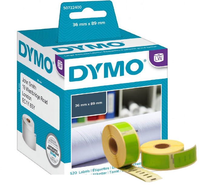 Dymo 99012 Green Large Address Labels 89x36mm - www.DiscountTillRolls.ie