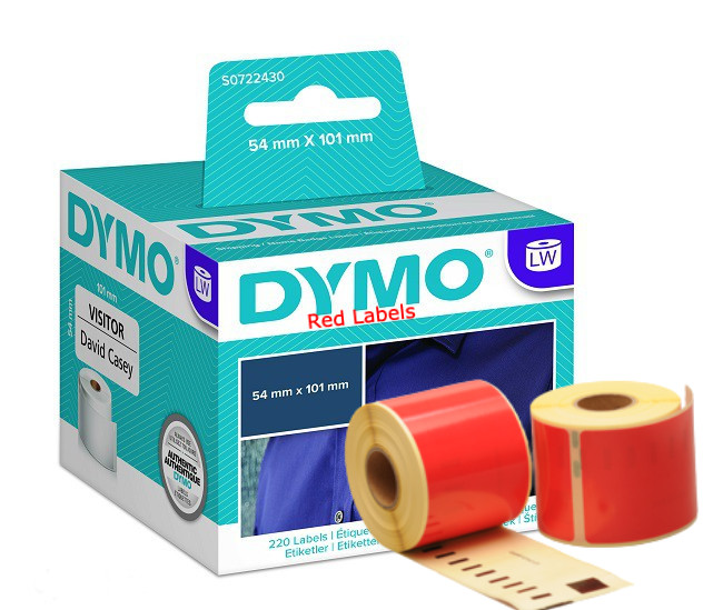 DYMO 99014 Red Compatible Shipping Labels 54x101mm - www.DiscountTillRolls.ie
