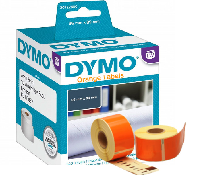 Dymo 99012 Orange Large Address Labels 89x36mm - www.DiscountTillRolls.ie